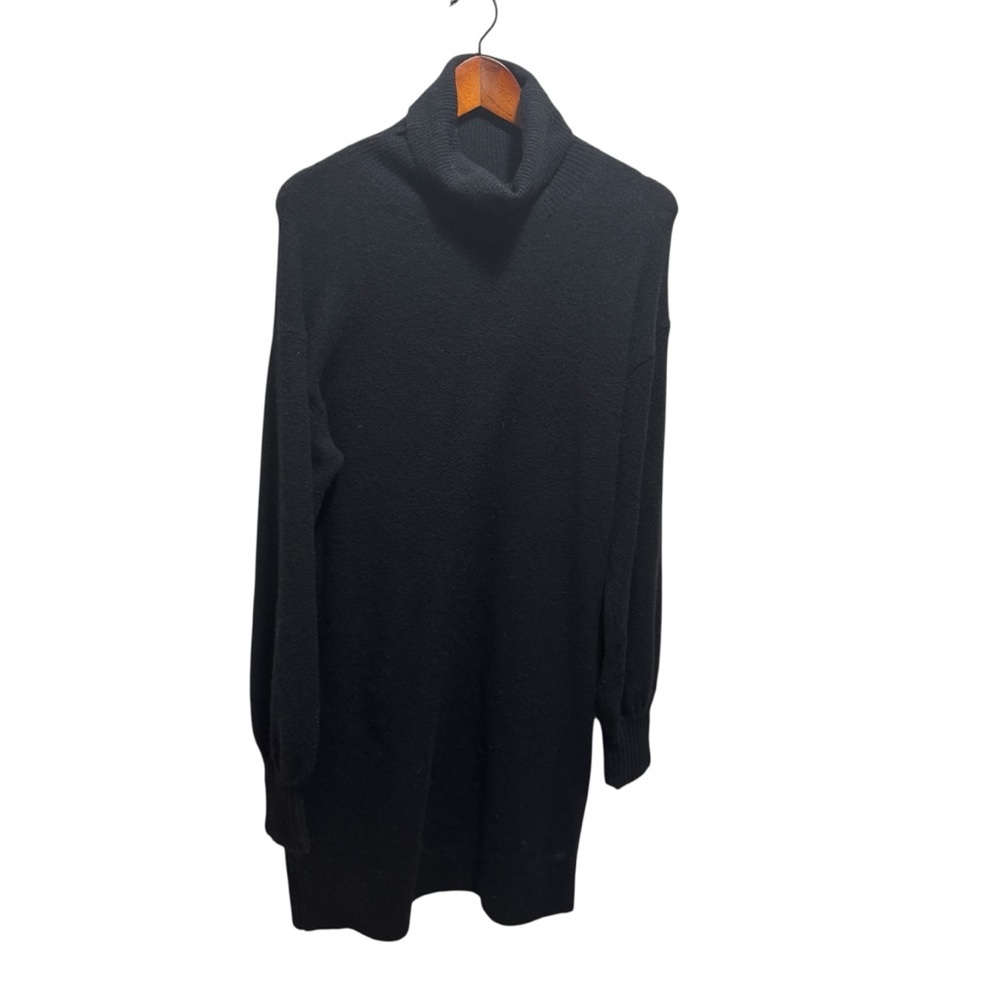 J Crew Black Merino Wool Turtleneck Long Sleeve Dress Size Large - Picture 8 of 11